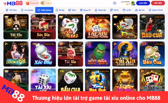 Tài xỉu online MB88 - Game đổi thưởng nhiều người chơi nhất 4 game tài xỉu online cho MB88
